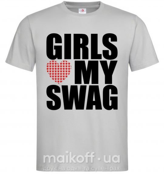 Мужская футболка Girls love my swag Серый фото