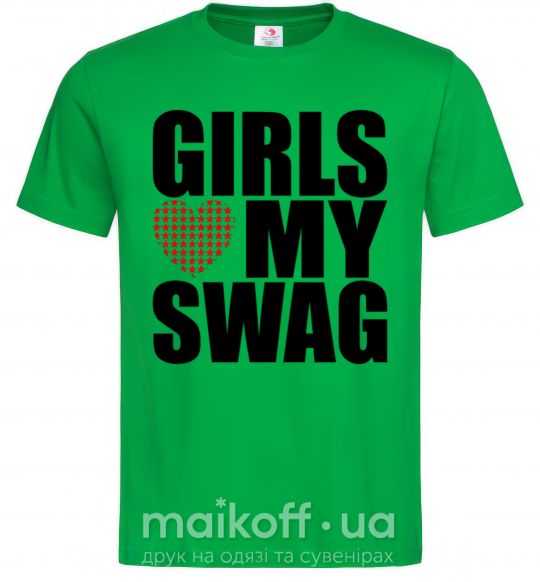 Мужская футболка Girls love my swag Зеленый фото