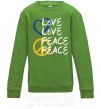 Детский Свитшот LOVE PEACE Лаймовый фото