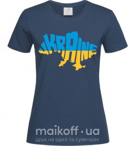 Женская футболка UKRAINE MAP Темно-синий фото