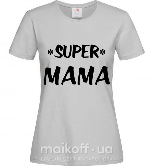 Женская футболка надпись Super mama Серый фото