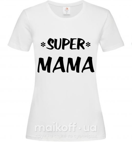 Женская футболка надпись Super mama Белый фото