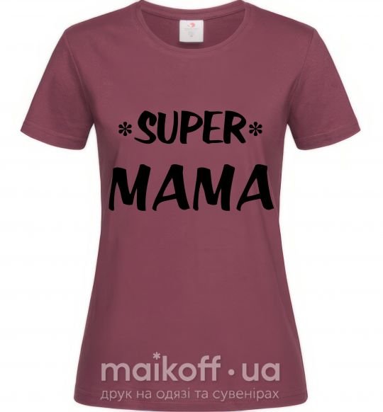 Женская футболка надпись Super mama Бордовый фото