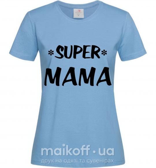 Женская футболка надпись Super mama Голубой фото
