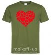 Мужская футболка Heart with heart Оливковый фото