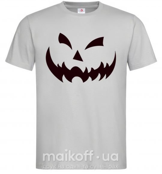 Мужская футболка halloween smile Серый фото