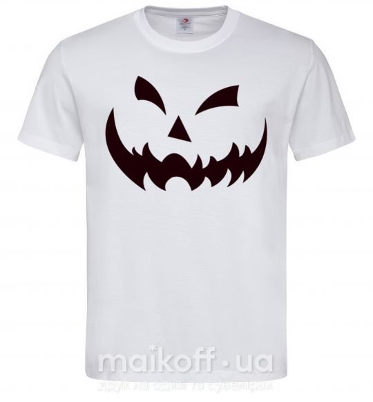 Мужская футболка halloween smile Белый фото