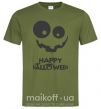 Чоловіча футболка happy halloween smile Оливковий фото