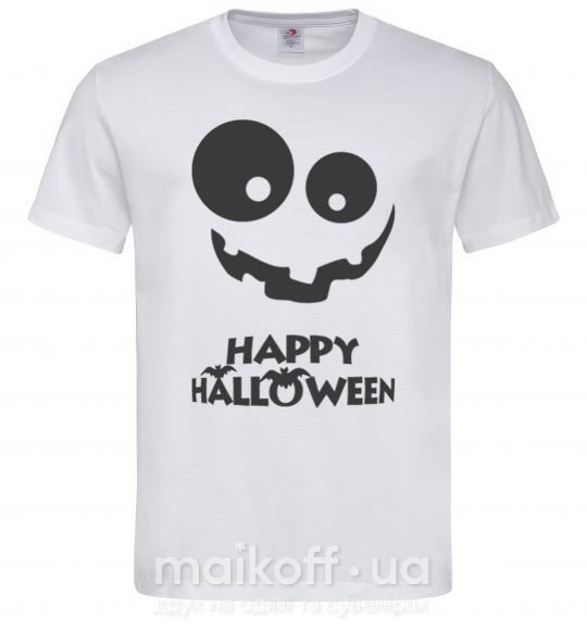 Мужская футболка happy halloween smile Белый фото