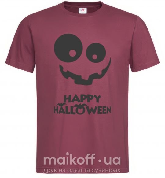 Чоловіча футболка happy halloween smile Бордовий фото