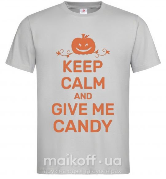 Чоловіча футболка keep calm and give me candy Сірий фото