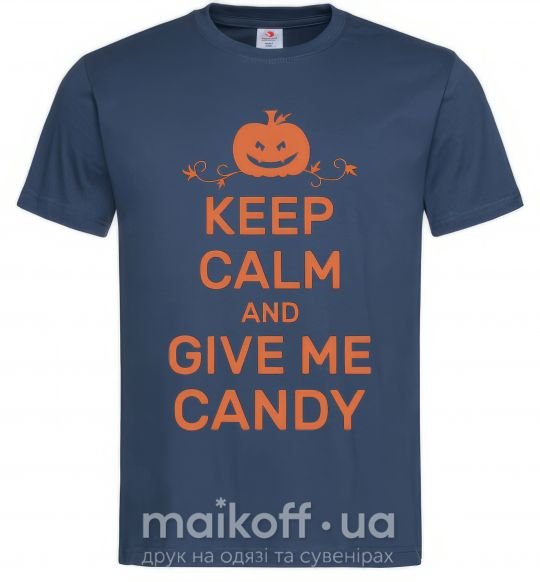Мужская футболка keep calm and give me candy Темно-синий фото