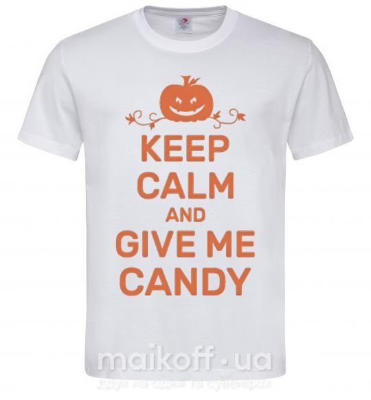 Мужская футболка keep calm and give me candy Белый фото