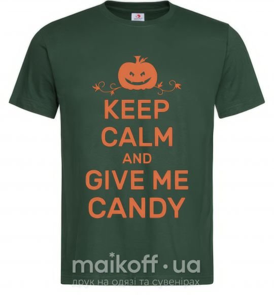 Мужская футболка keep calm and give me candy Темно-зеленый фото