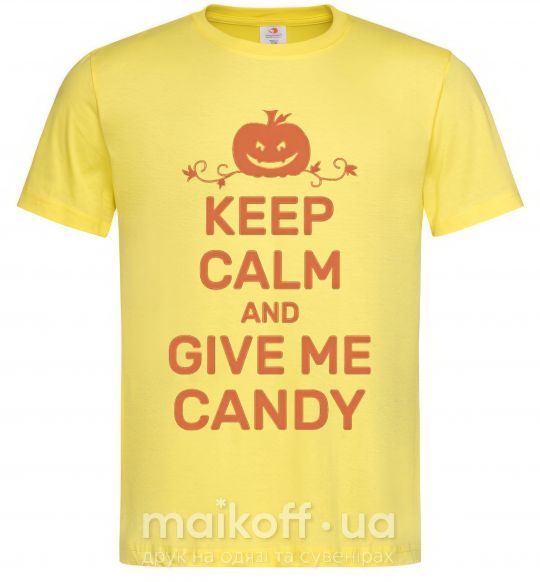 Мужская футболка keep calm and give me candy Лимонный фото