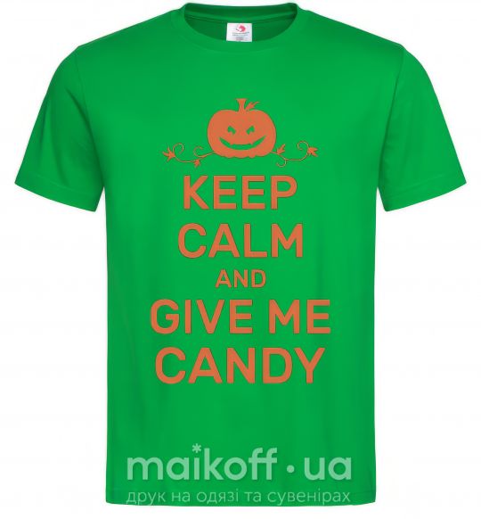Мужская футболка keep calm and give me candy Зеленый фото