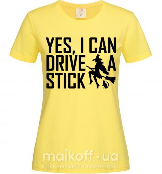 Жіноча футболка yes i can drive a stick Лимонний фото