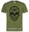 Чоловіча футболка mexican skull Оливковий фото