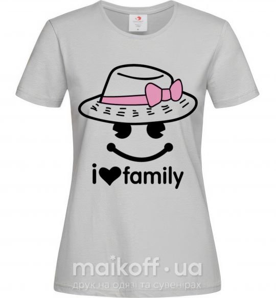 Жіноча футболка I Love my family_MOM Сірий фото