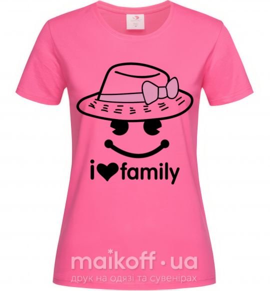 Женская футболка I Love my family_MOM Ярко-розовый фото