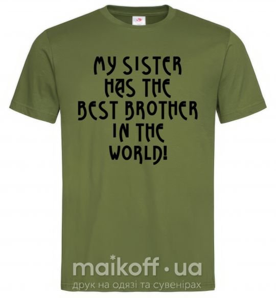 Мужская футболка My sister has The best brother Оливковый фото