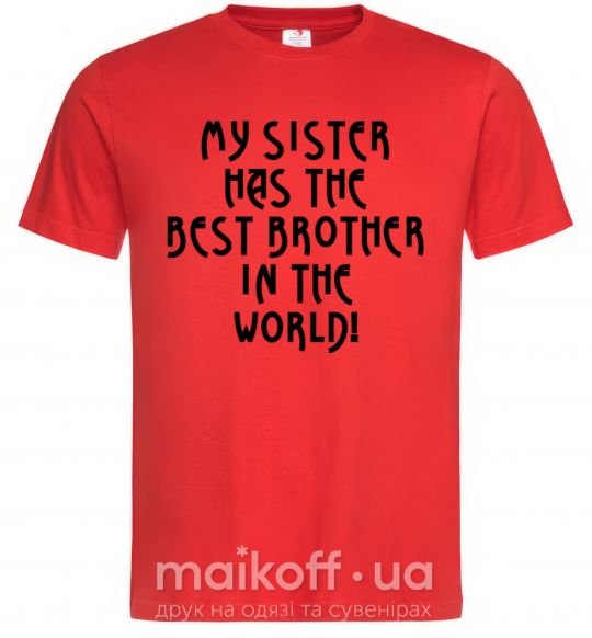 Мужская футболка My sister has The best brother Красный фото