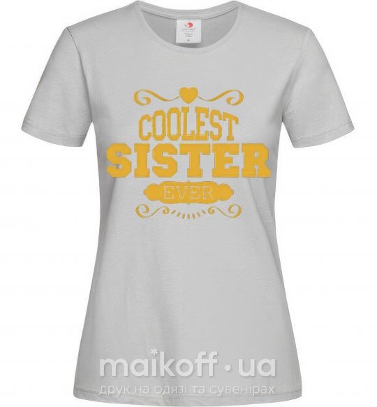Женская футболка Coolest sister ever Серый фото