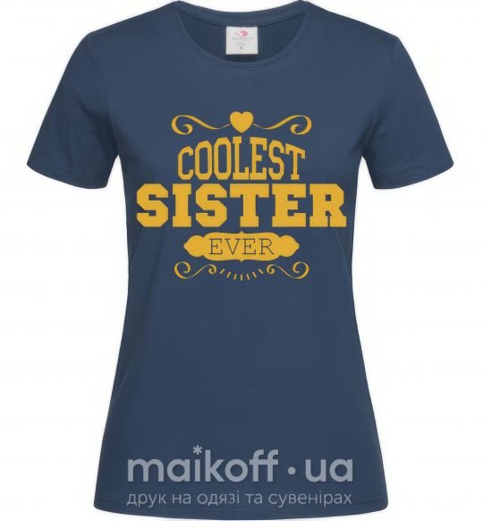 Жіноча футболка Coolest sister ever Темно-синій фото