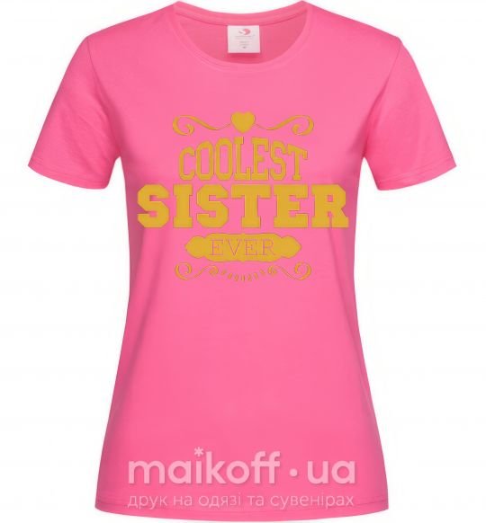 Женская футболка Coolest sister ever Ярко-розовый фото