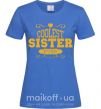 Жіноча футболка Coolest sister ever Яскраво-синій фото