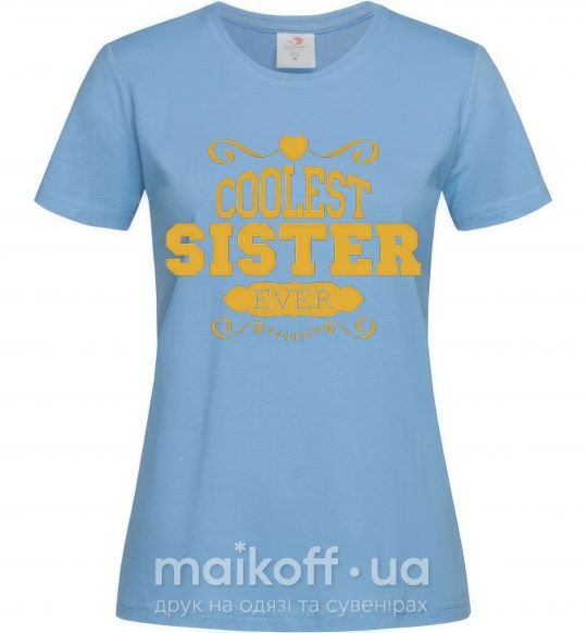 Жіноча футболка Coolest sister ever Блакитний фото