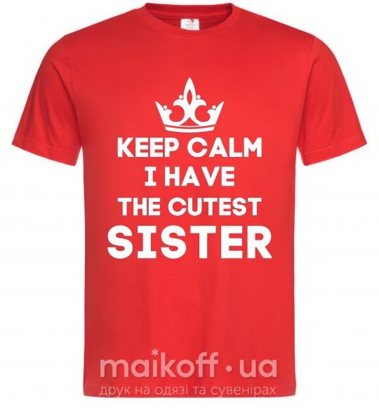 Мужская футболка Keep calm i have the cutest sister Красный фото