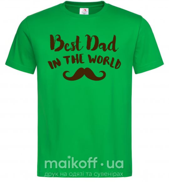 Мужская футболка Best dad in the world old Зеленый фото