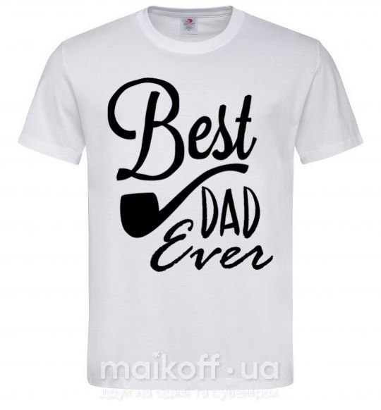 Мужская футболка Best dad ever - трубка Белый фото