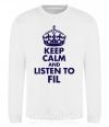 Світшот Keep calm and listen to Fil Білий фото
