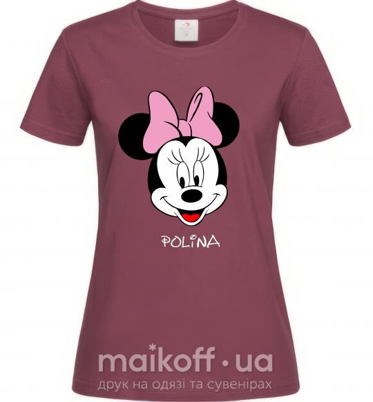 Жіноча футболка Polina minnie mouse Бордовий фото