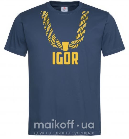 Мужская футболка Igor золотая цепь Темно-синий фото