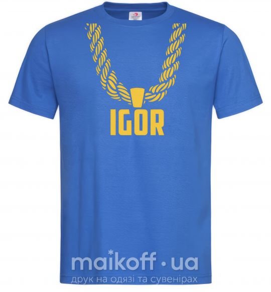 Чоловіча футболка Igor золотая цепь Яскраво-синій фото