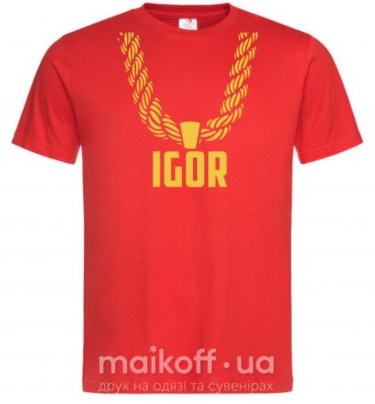 Мужская футболка Igor золотая цепь Красный фото