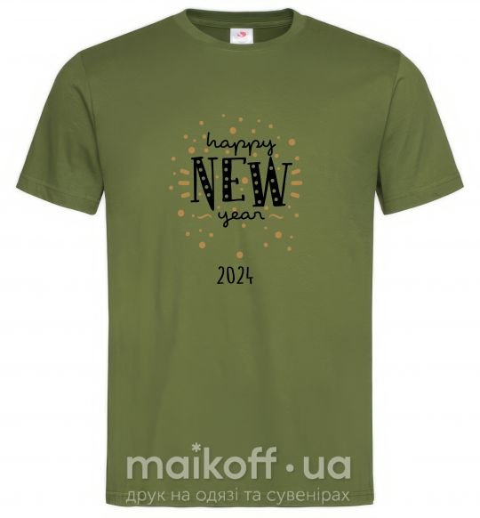 Мужская футболка Happy New Year 2024 Firework Оливковый фото
