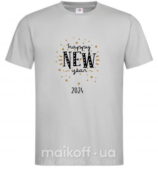 Мужская футболка Happy New Year 2024 Firework Серый фото