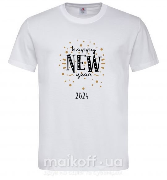 Чоловіча футболка Happy New Year 2024 Firework Білий фото