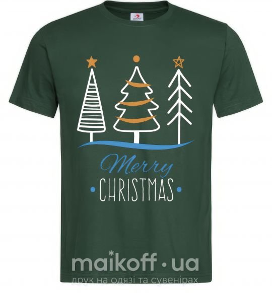 Мужская футболка Надпись Merry Christmas Темно-зеленый фото