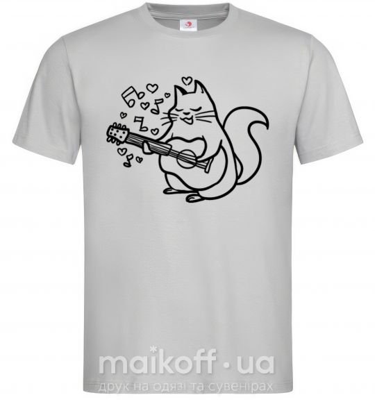 Мужская футболка Влюбленный кот Серый фото
