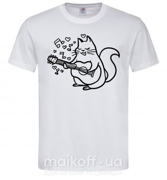 Мужская футболка Влюбленный кот Белый фото