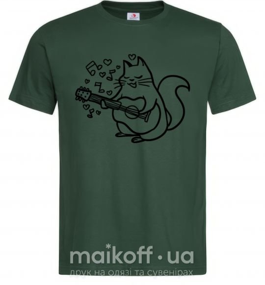 Мужская футболка Влюбленный кот Темно-зеленый фото