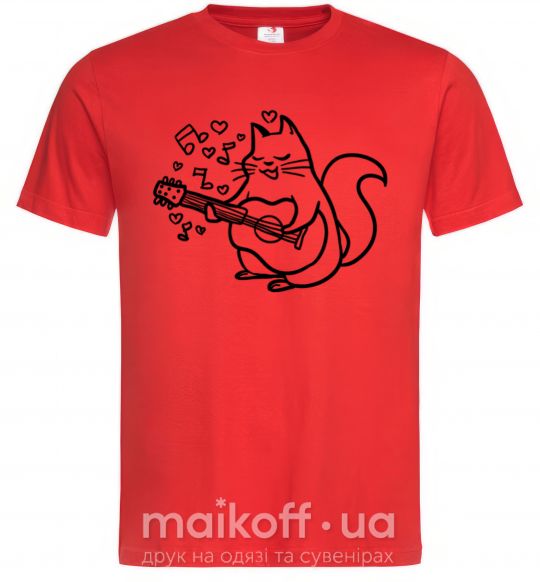 Мужская футболка Влюбленный кот Красный фото