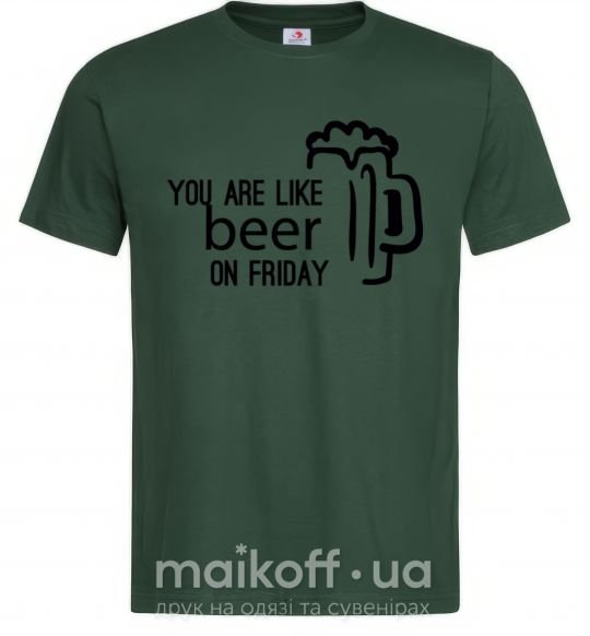 Мужская футболка You are like beer on friday Темно-зеленый фото