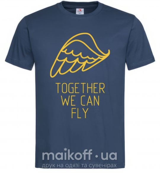 Мужская футболка Together we can fly yellow Темно-синий фото