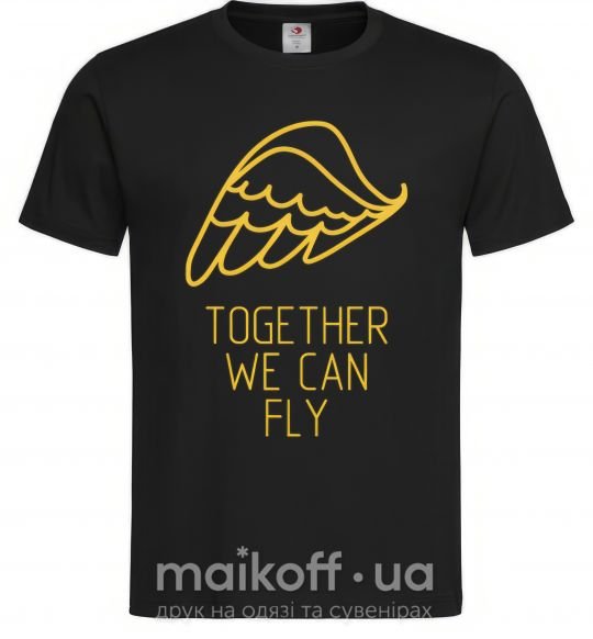Мужская футболка Together we can fly yellow Черный фото